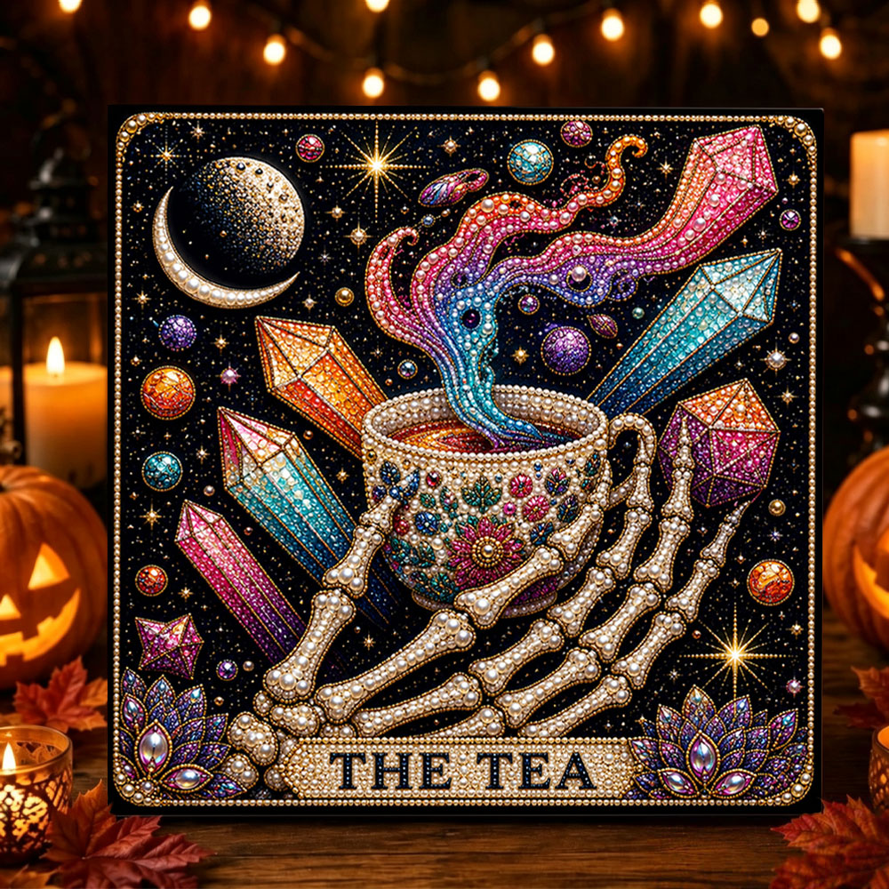 The tea cosmic tarot art pearl diamond painting kit for beginners