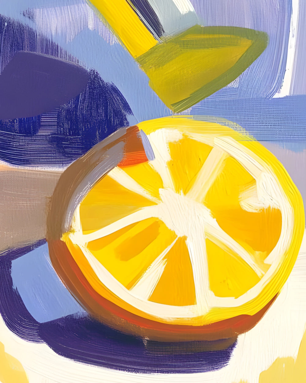 Thick brushstroke lemon slice cross stitch kit for beginners