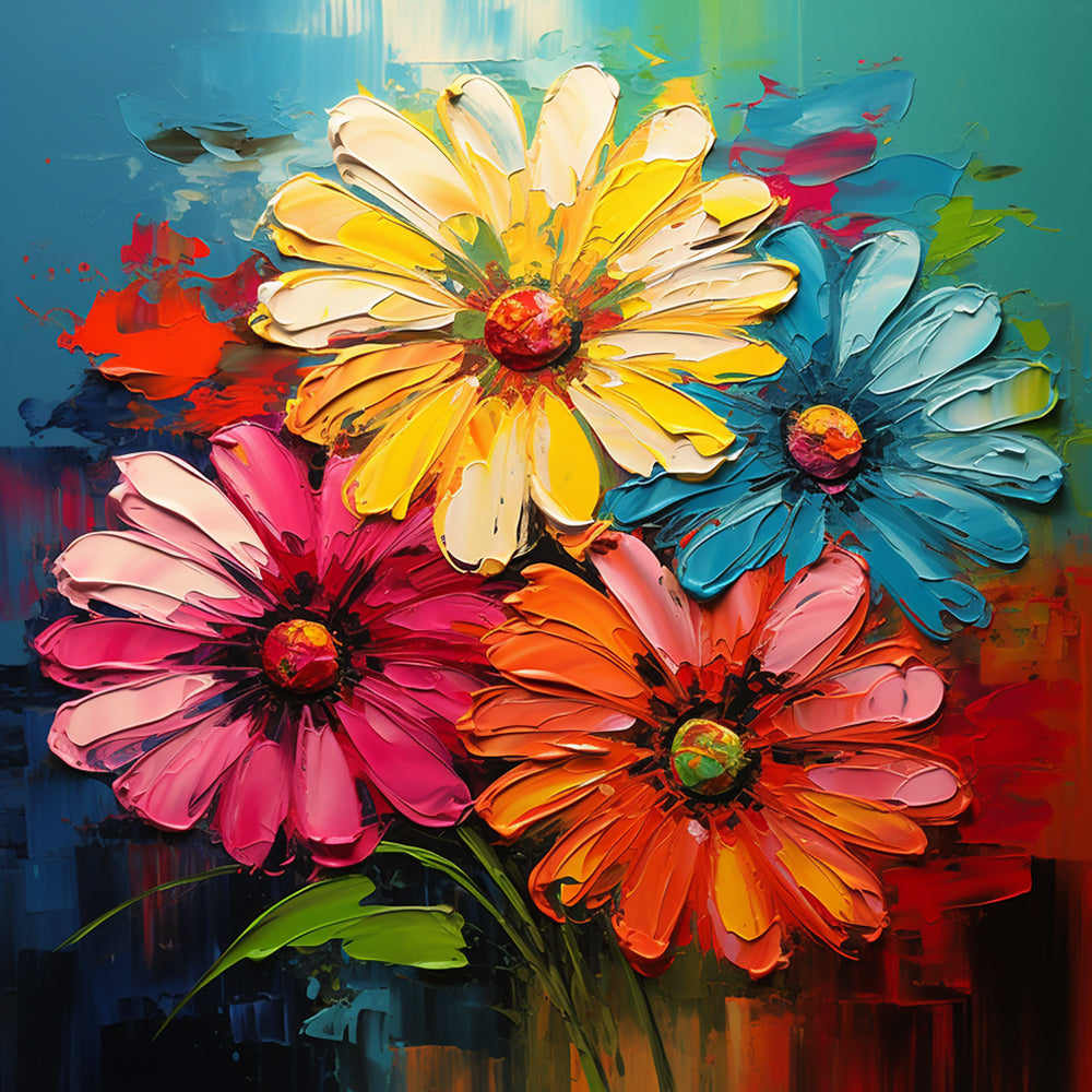 Thick paint colorful daisies cross stitch kit for beginners