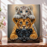 Three cute big tiger cubs pearl diamond painting kit for beginners