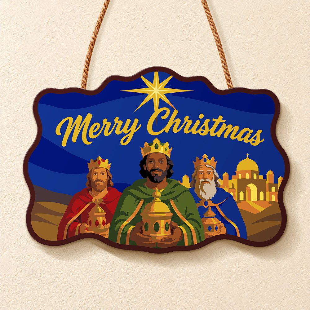 Three kings follow star paint by numbers door hanger finished design