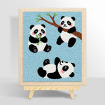 Three playful pandas punch needle kit for beginners