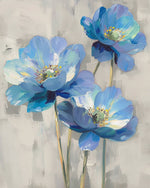 Three pure blue flowers cross stitch kit for beginners