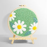 Three pure white daisies punch needle kit for beginners