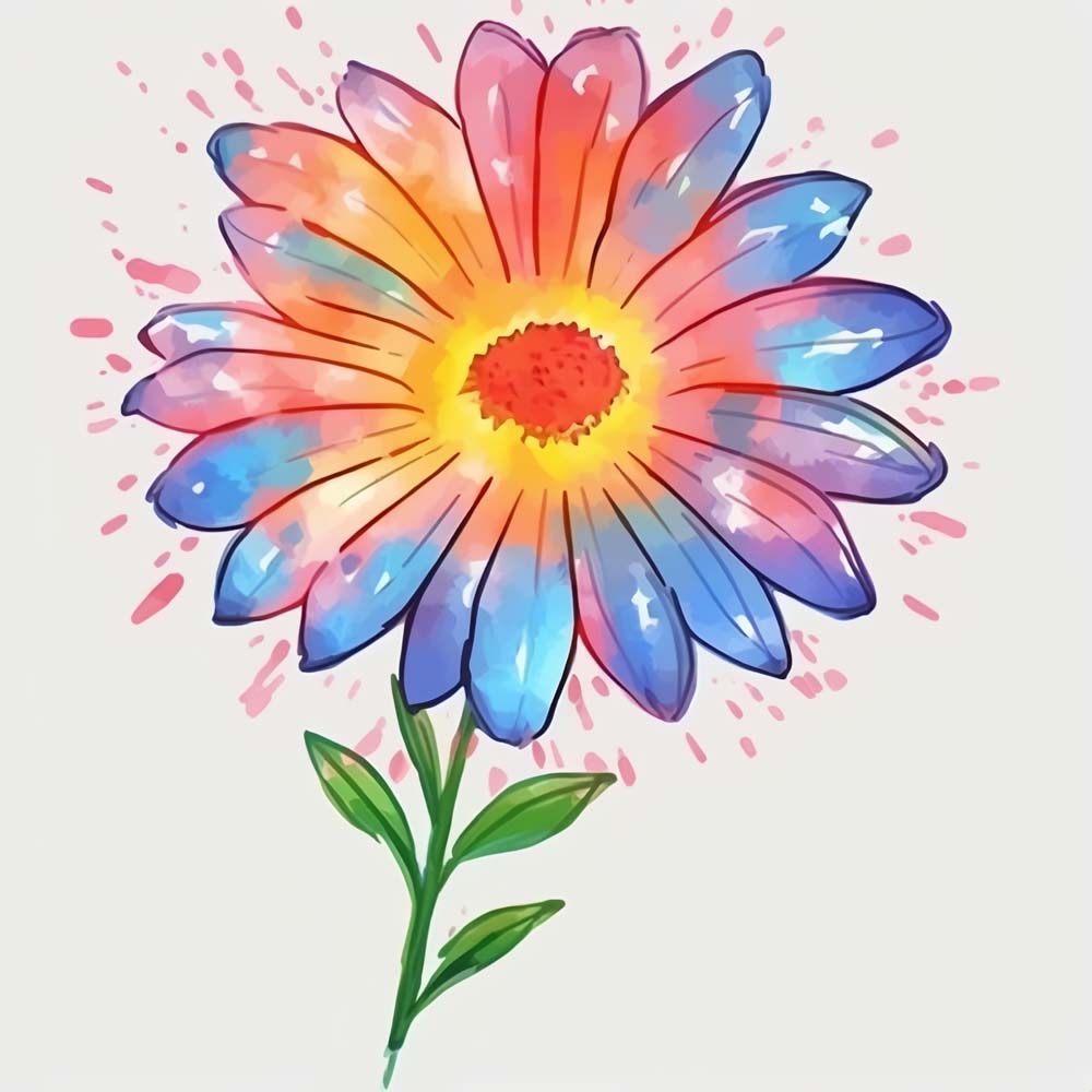 Tie‑dye watercolor daisy cross stitch kit for beginners