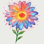 Tie‑dye watercolor daisy cross stitch kit for beginners
