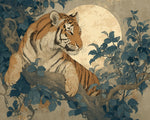 Tiger beneath full moon cross stitch kit for beginners