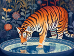 Tiger drinking at dusk cross stitch kit for beginners
