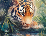Tiger drinking by the stream cross stitch kit for beginners