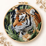 Tiger in jungle foliage embroidery kit