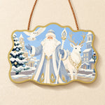Town santa celebration paint by numbers door hanger finished design