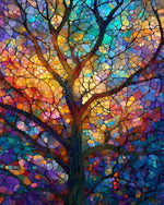 Tree of life stained glass style cross stitch kit for beginners