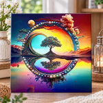 Tree of life with water reflection pearl diamond painting kit for beginners