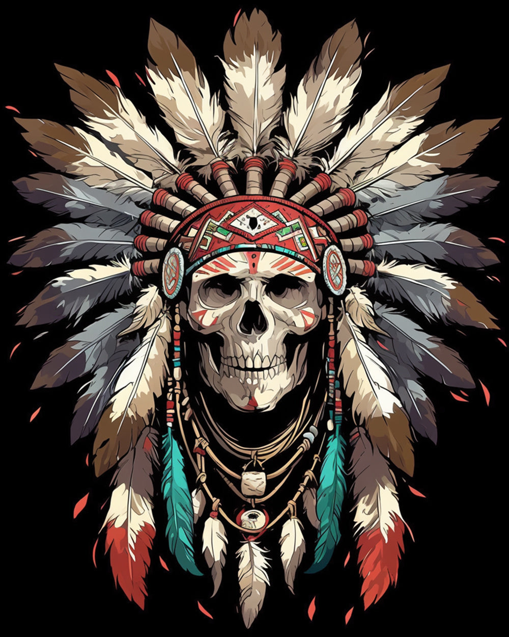 Tribal skull headdress cross stitch kit for beginners