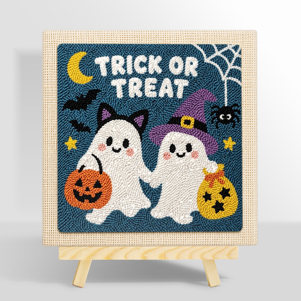 Trick or treat ghost friends punch needle kit for beginners