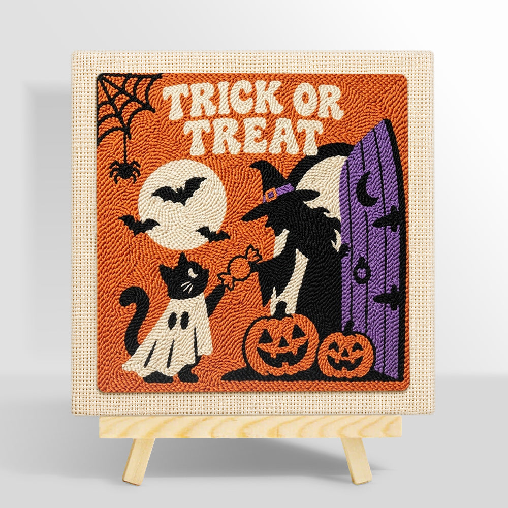 Trick or treat halloween scene punch needle kit for beginners