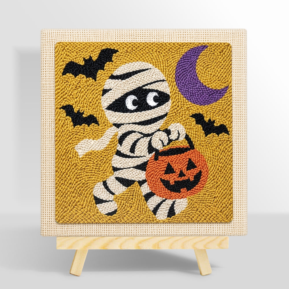 Trick or treat mummy punch needle kit for beginners