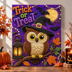 Trick or treat owl pearl diamond painting kit for beginners