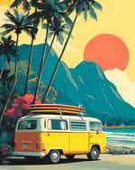 Tropical beach road trip cross stitch kit for beginners