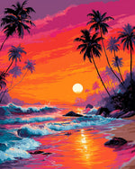 Tropical beach sunset cross stitch kit for beginners