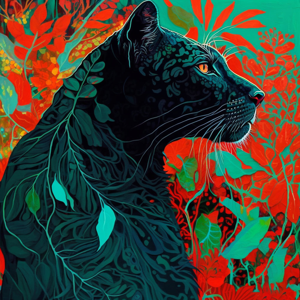 Tropical black panther cross stitch kit for beginners