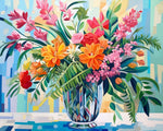 Tropical bright floral arrangement cross stitch kit for beginners