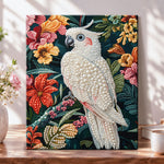 Tropical cockatoo glow pearl diamond painting kit for beginners