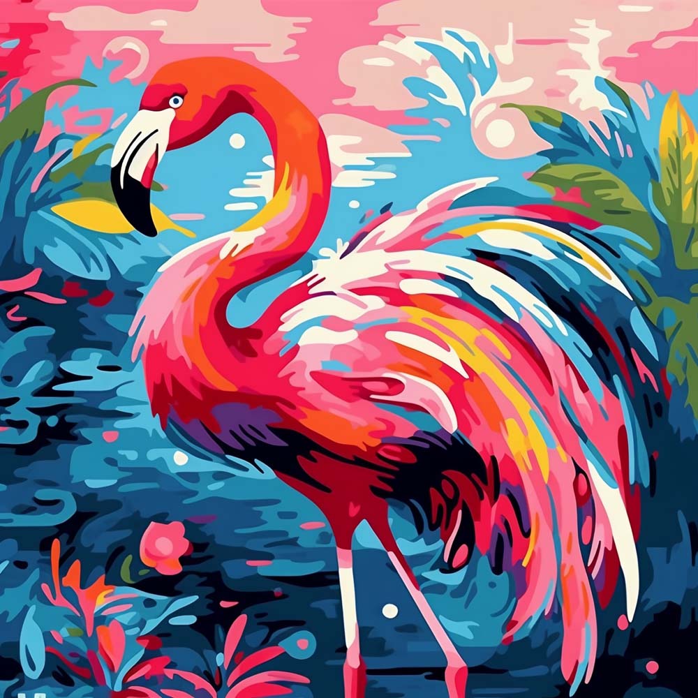 Tropical flamingo cross stitch kit for beginners
