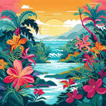 Tropical jungle paradise cross stitch kit for beginners
