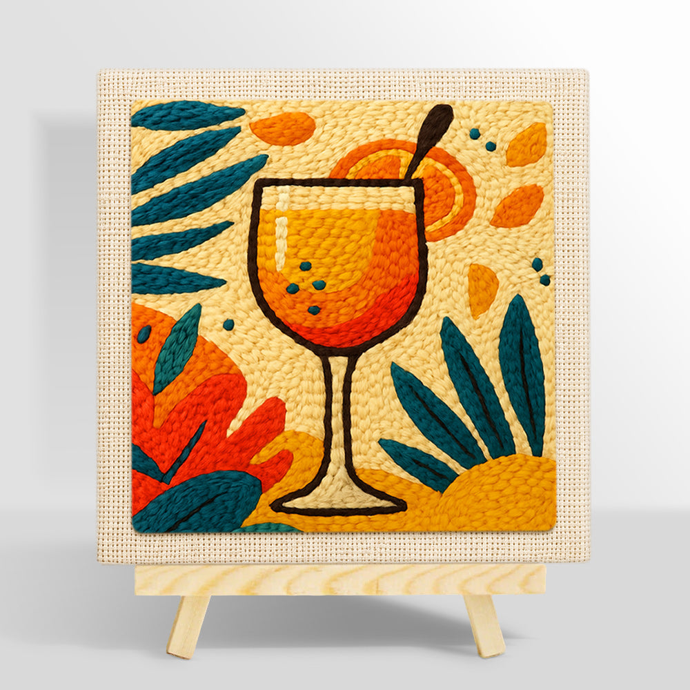 Tropical orange cocktail punch needle kit for beginners