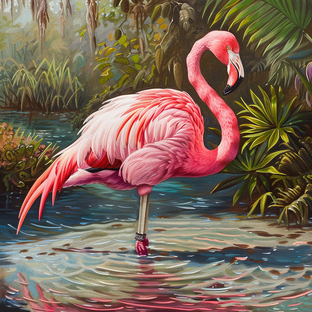 Tropical pink flamingo cross stitch kit for beginners