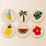 Tropical summer atmosphere punch needle coaster kit finished handmade coasters