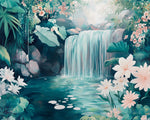 Tropical waterfall garden cross stitch kit for beginners