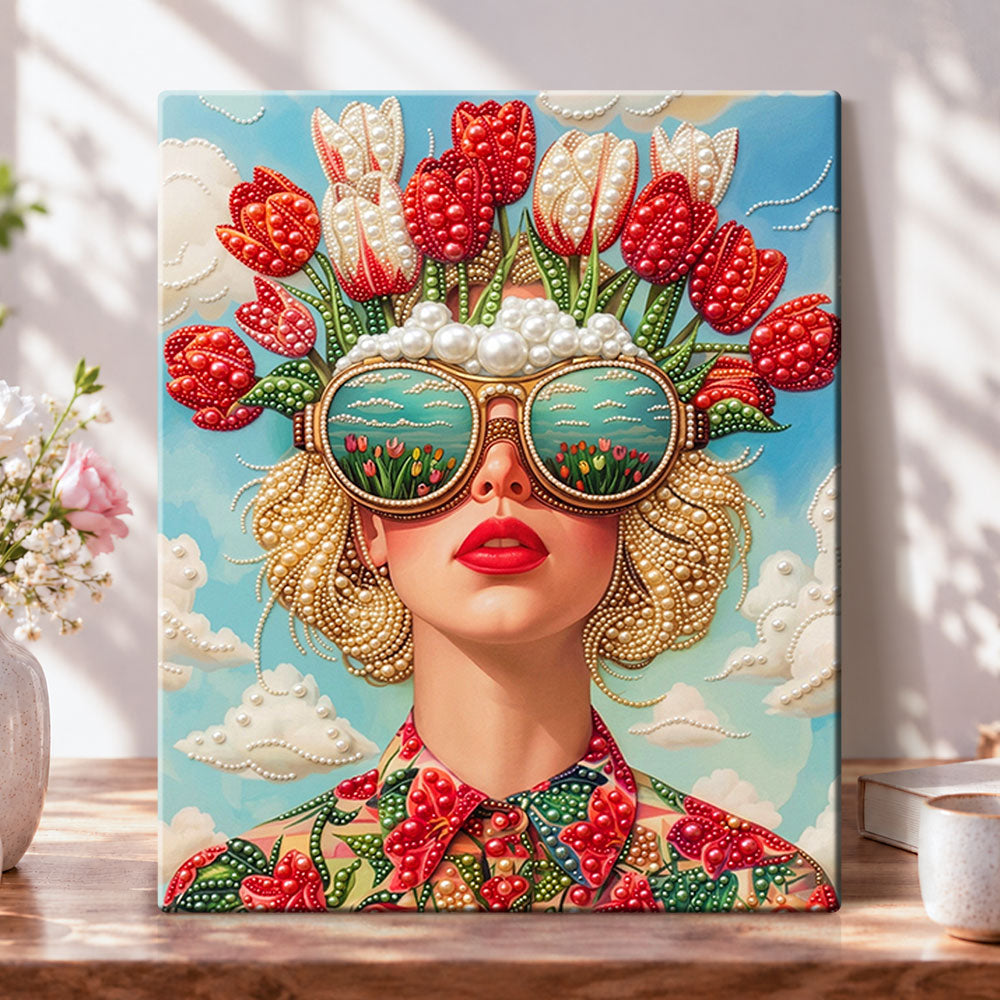 Tulip dream portrait pearl diamond painting kit for beginners