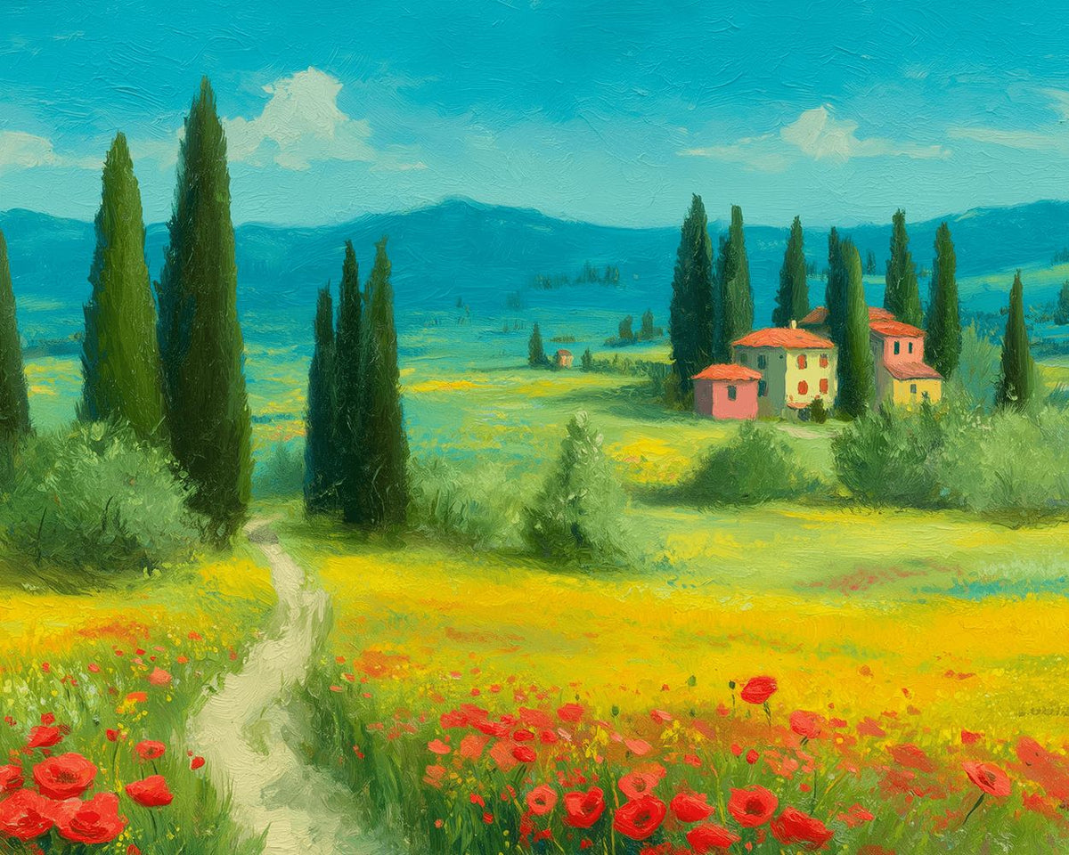 Tuscan countryside path cross stitch kit for beginners