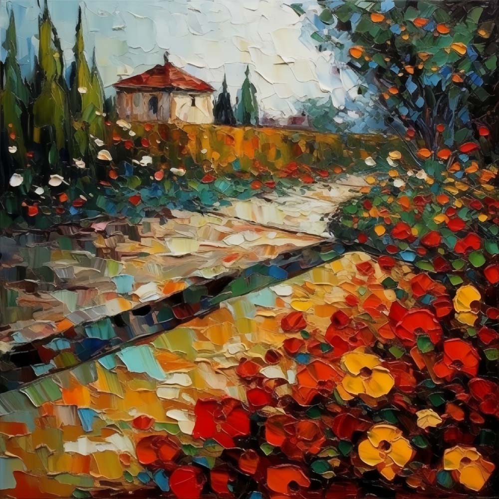 Tuscan flower garden cross stitch kit for beginners