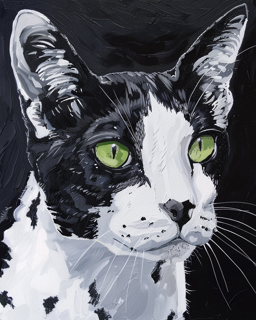 Tuxedo cat oil painting cross stitch kit for beginners