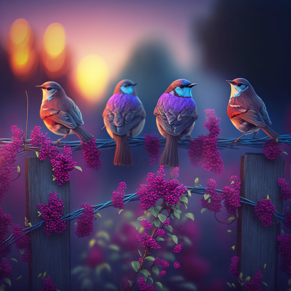 Twilight songbirds cross stitch kit for beginners