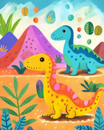 Twin dinosaurs adventure cross stitch kit for beginners