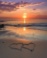 Twin hearts on sand cross stitch kit for beginners
