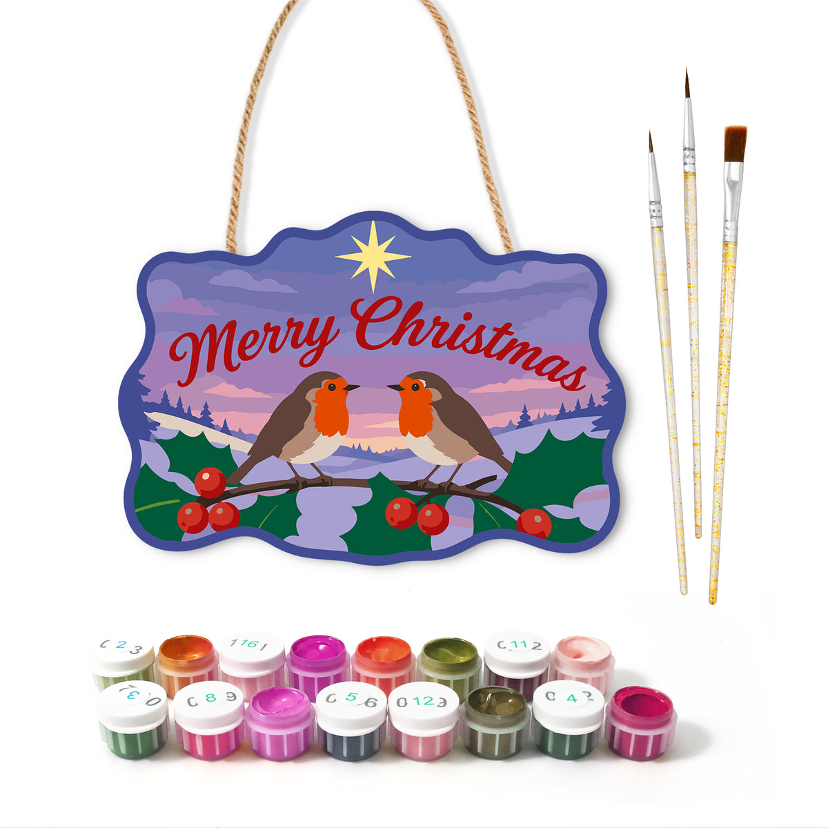 Twin robins starry sky paint by numbers door hanger with paints and brushes