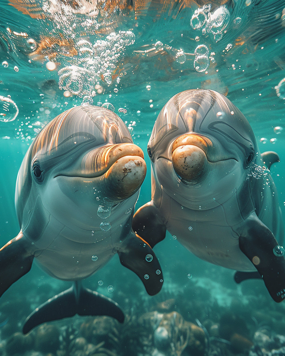 Twin smiling dolphins cross stitch kit for beginners