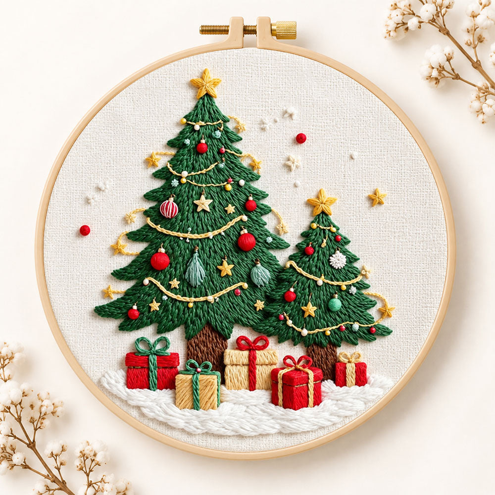 Twinkling christmas trees embroidery kit