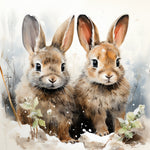 Two adorable bunnies in snow cross stitch kit for beginners