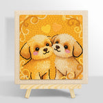 Two cuddly puppies punch needle kit for beginners
