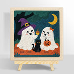 Two cute trick or treat ghosts punch needle kit for beginners