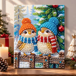 Two cute winter birds pearl diamond painting kit for beginners
