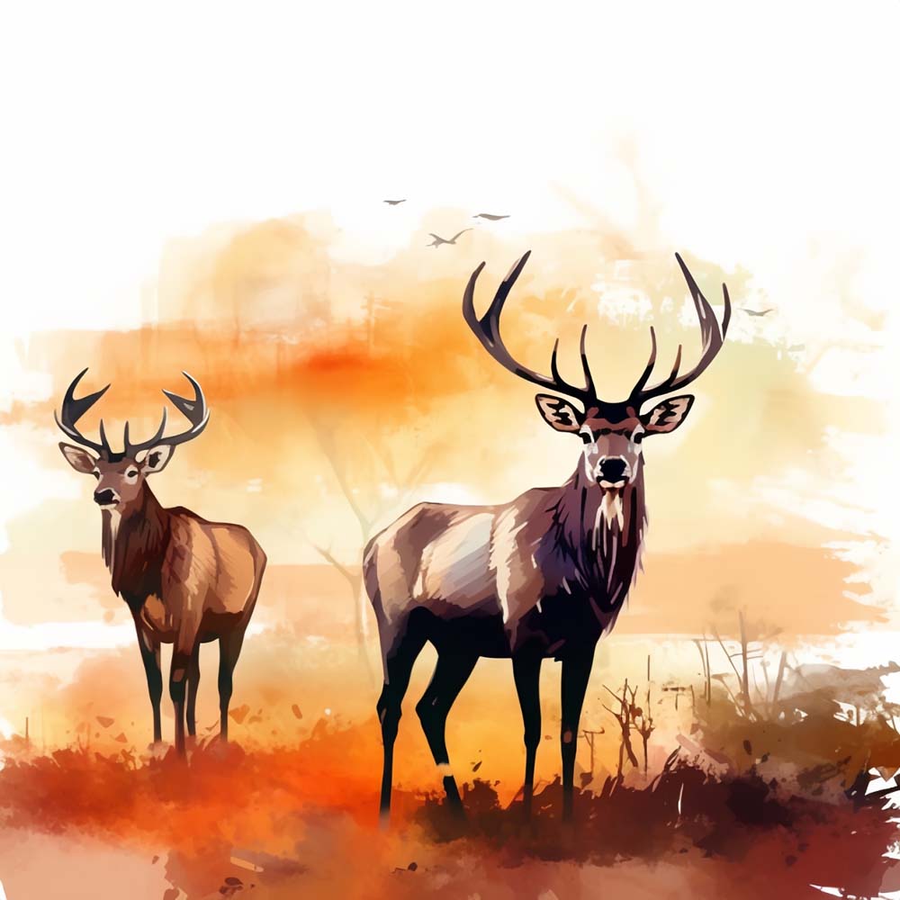 Two elks in autumn cross stitch kit for beginners
