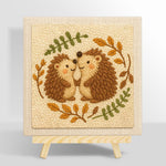 Two hedgehogs in love punch needle kit for beginners