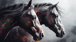 Two painted wild horses cross stitch kit for beginners